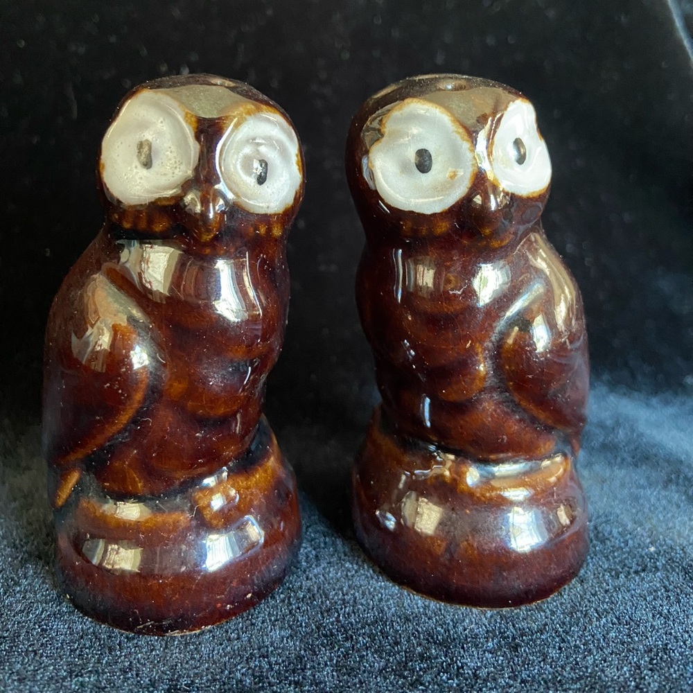 Vintage Ceramic Brown Owls Salt & Pepper Shakers Japan - Picture 2 of 8